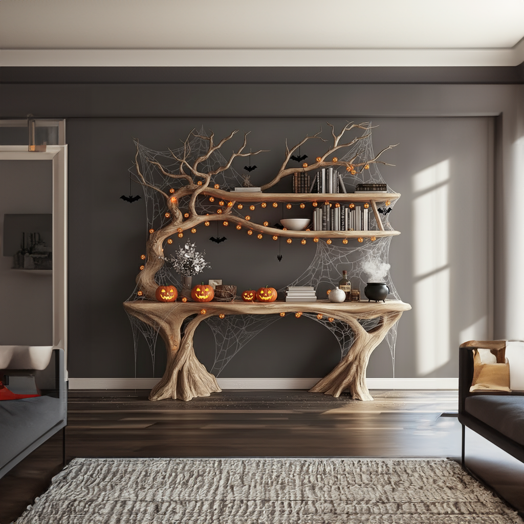Mid-Century Wood Console Table