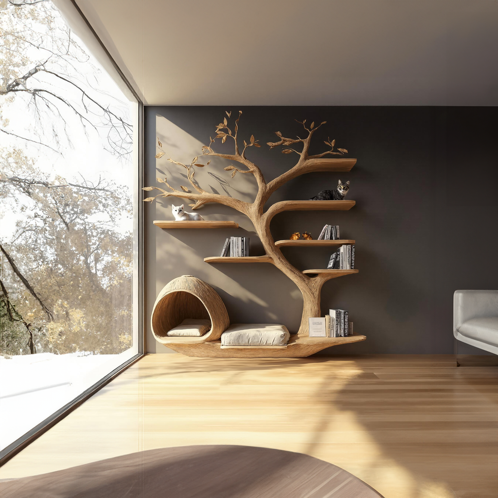 Rustic Cat Tree Wall Unit Living Room Cat Bed Furniture