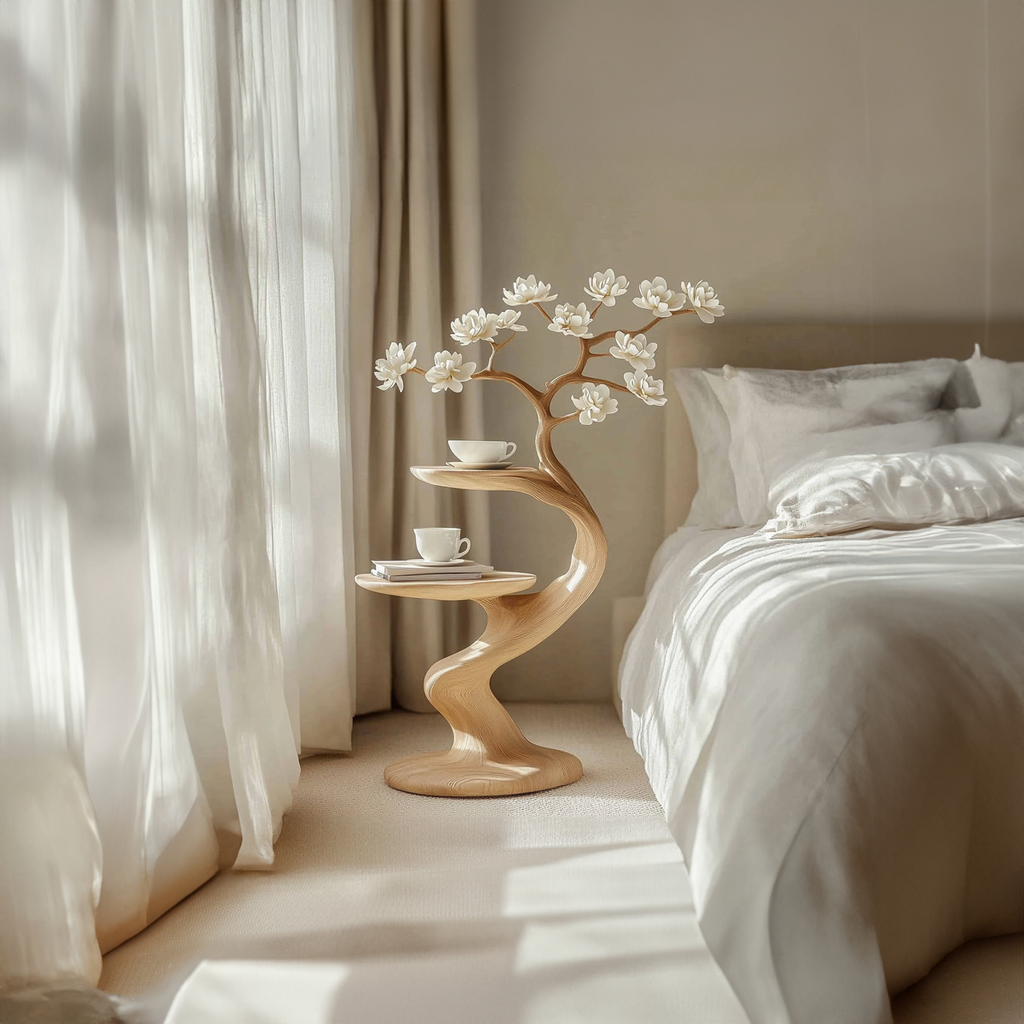 Rustic Tree Shape Side Table Bedroom Decor