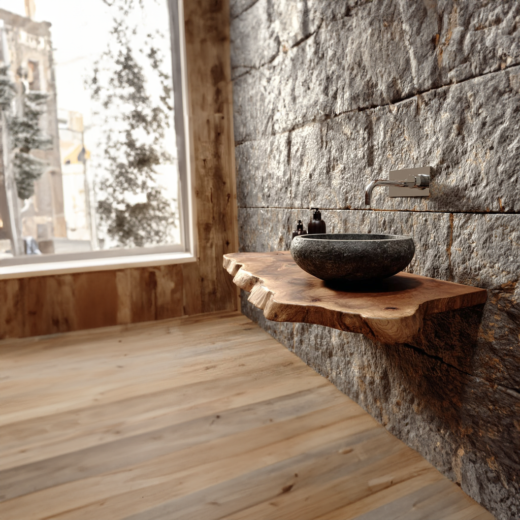 Rustic Live Edge Wood Floating Shelf