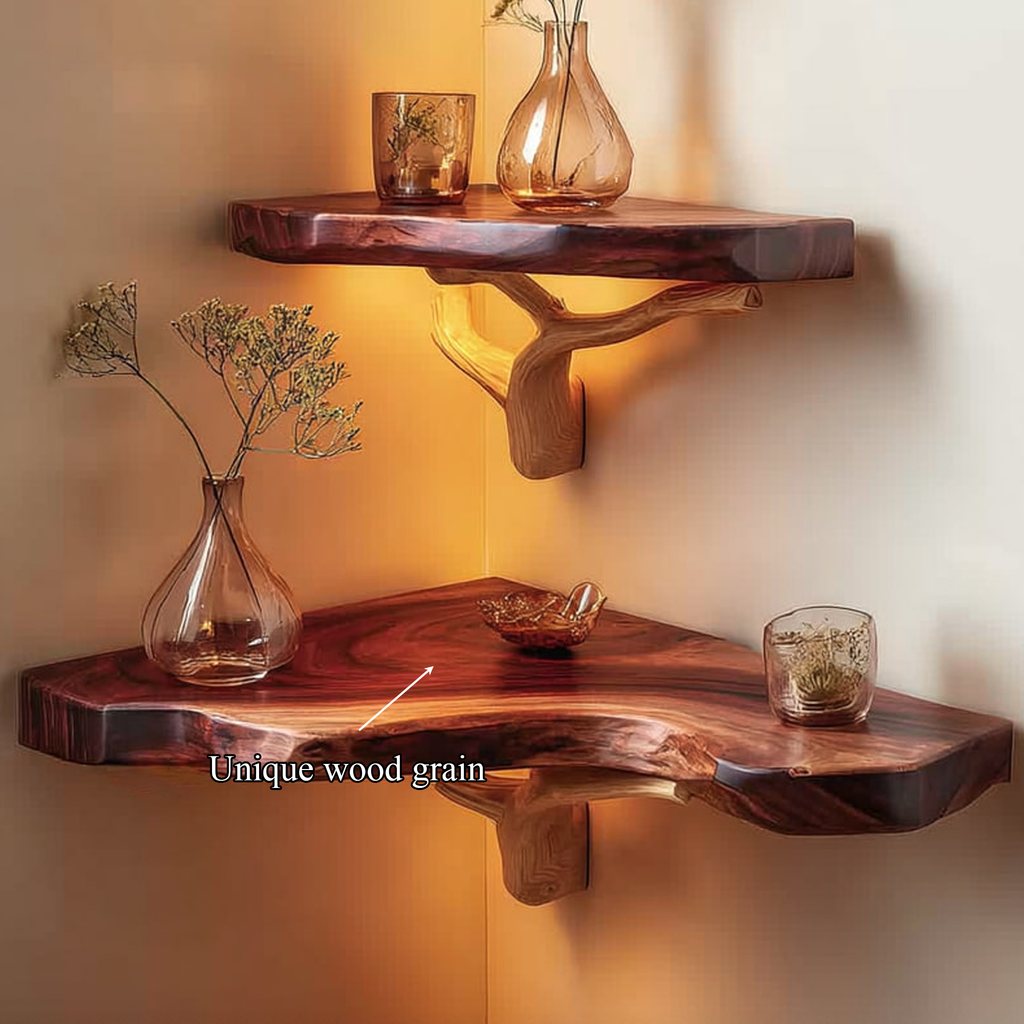 Rustic Corner Floating Shelf Living Room