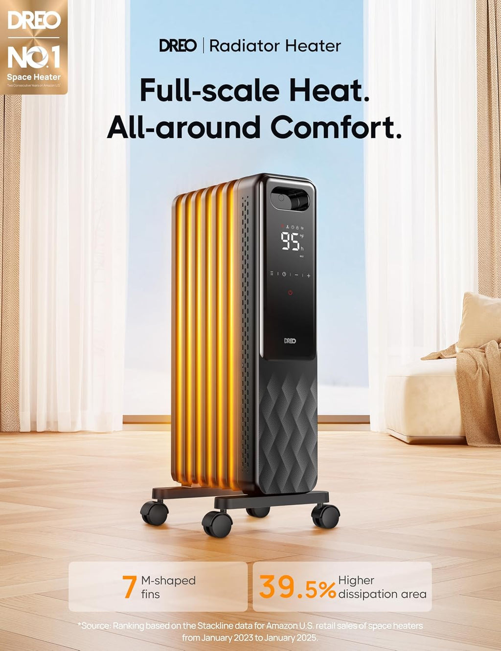 Dreo Oil Filled Radiator Heater, 1500W