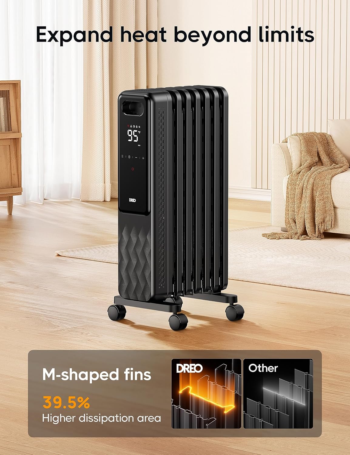 Dreo Oil Filled Radiator Heater, 1500W