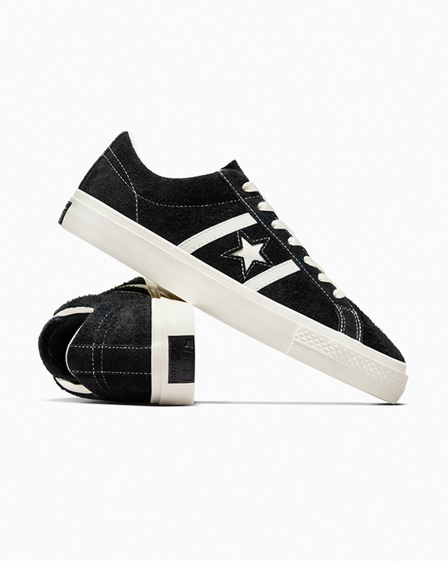 Unisex Suede Low Top Skate Shoe - Black - Black/Egret/Egret