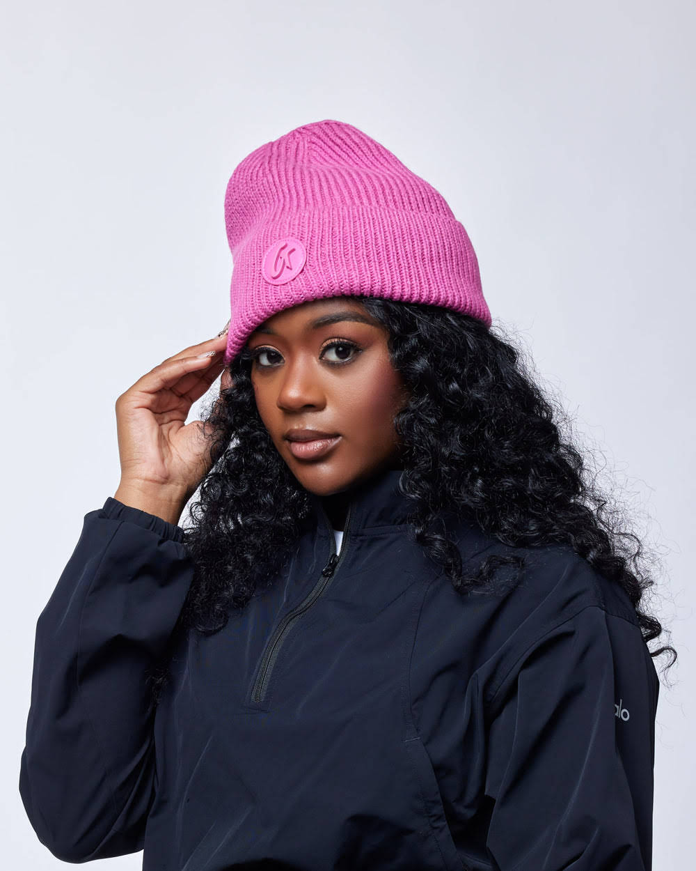 Wool Blend Satin-Lined Beanie - Hot Pink
