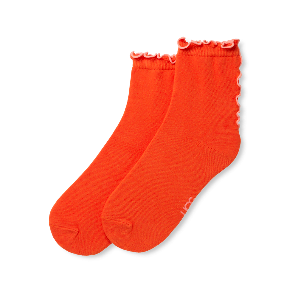 Women's Ruffled Quarter Socks - White Orange