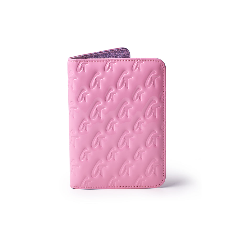 Mirrored Vegan Leather Passport Holder - Pink
