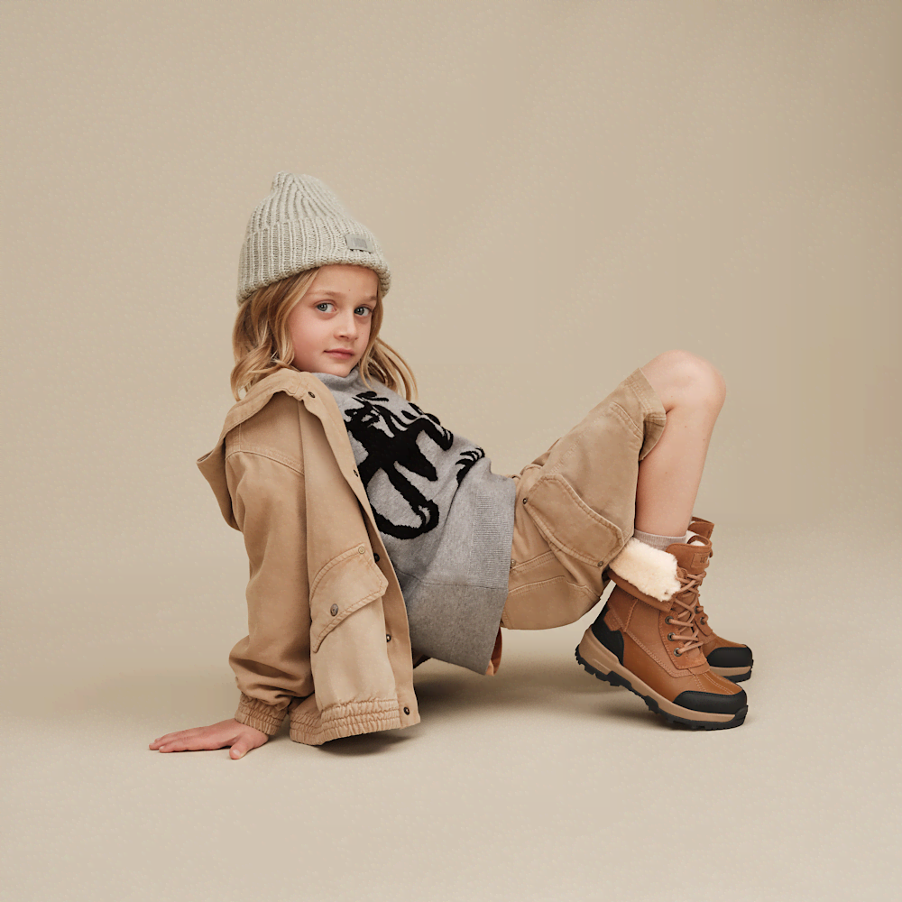 Kids' Waterproof Leather And Suede Winter Boot - Chestnut