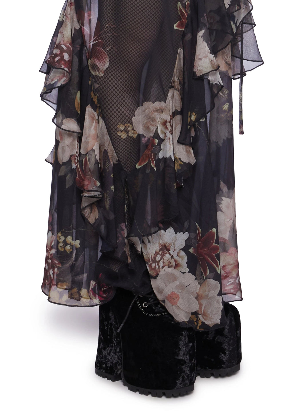 Floral Sheer Chiffon Maxi Skirt