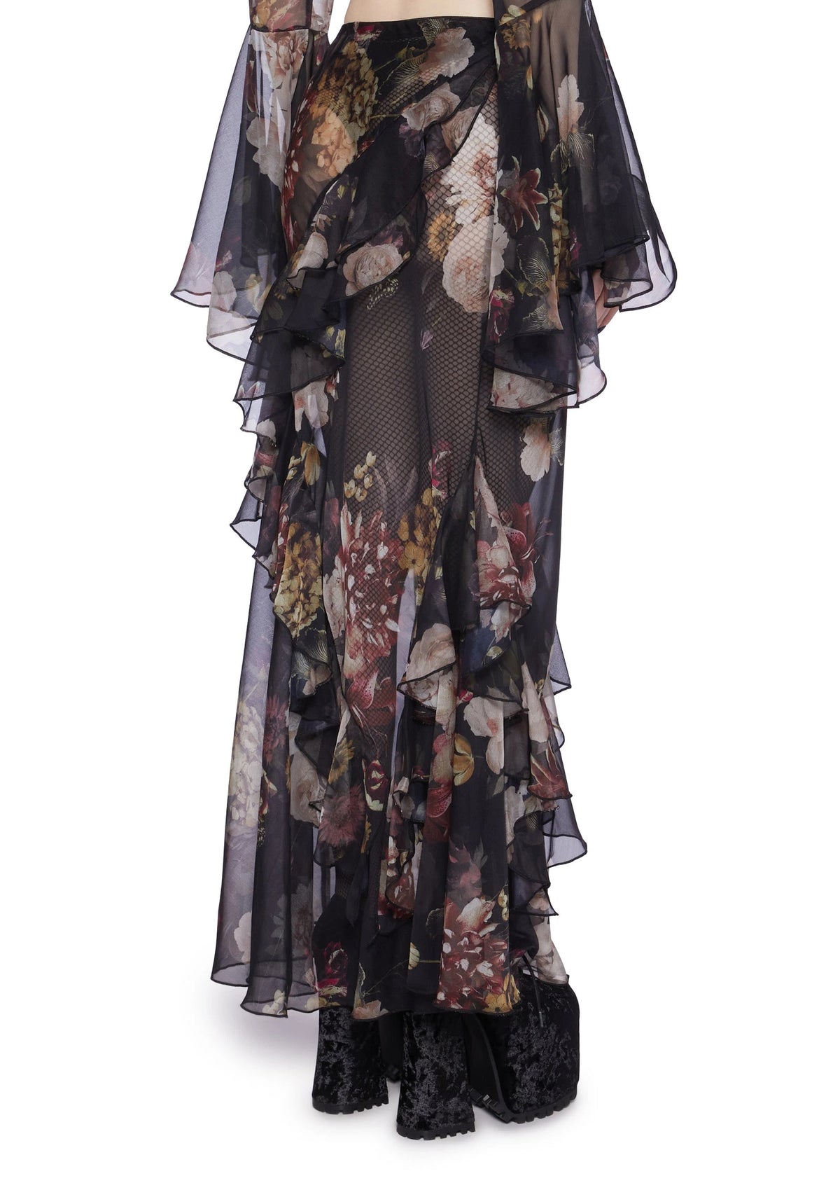 Floral Sheer Chiffon Maxi Skirt