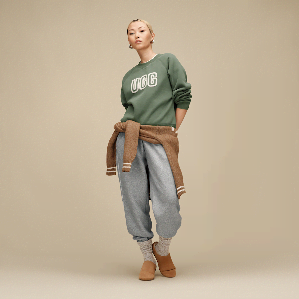 Women's Chenille Appliqué Crewneck Sweatshirt - Chestnut