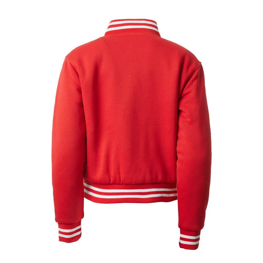 Cotton Blend Varsity Jacket - Red