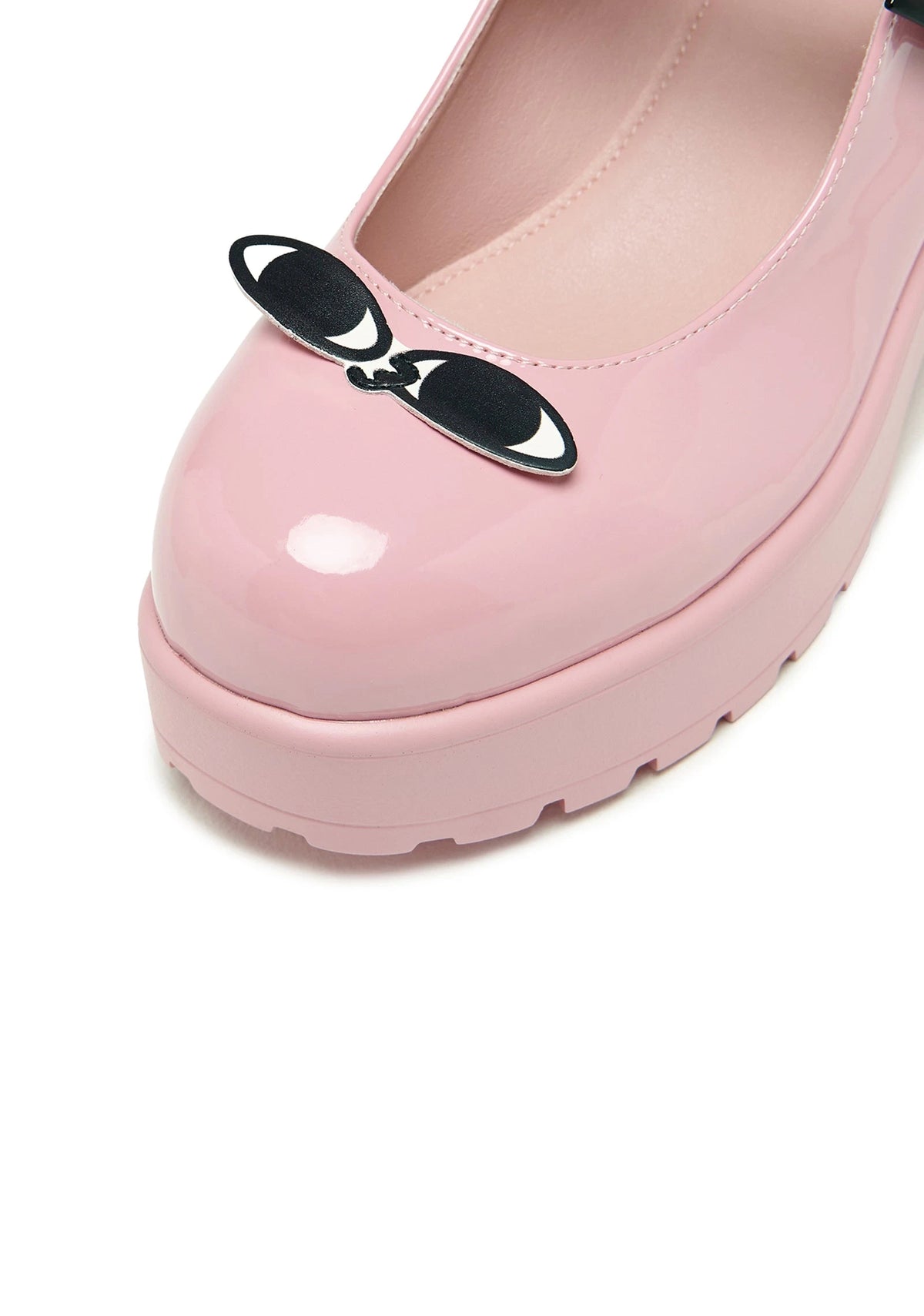 Pink Platform Lace-Up Mary Jane Shoes