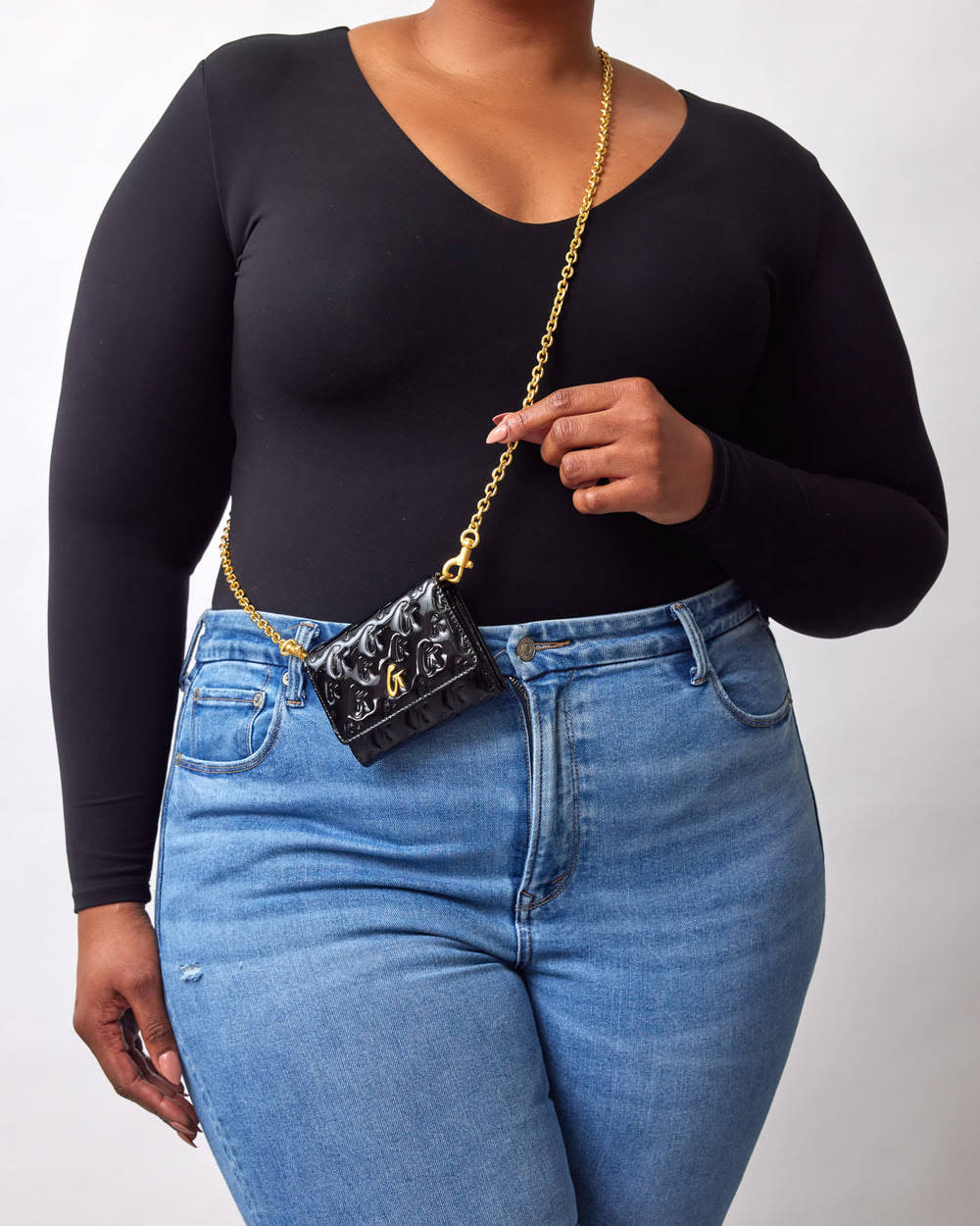 Mirrored Wallet With Chain - Black