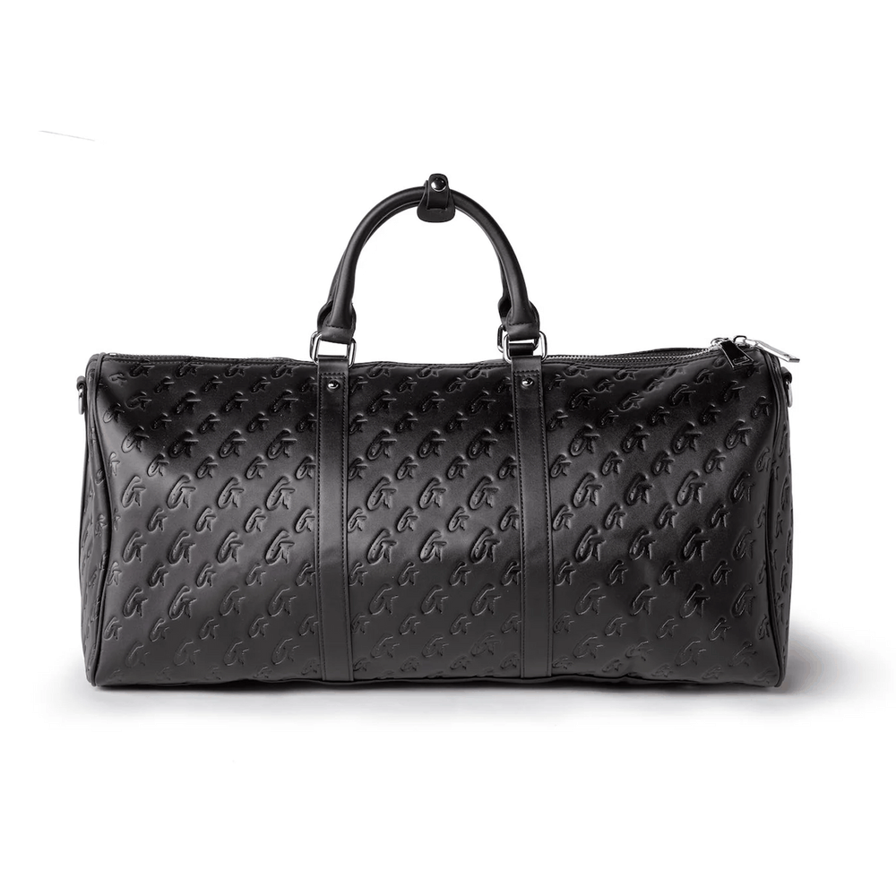 Patterned Vegan Leather Duffle Bag - Black Pink