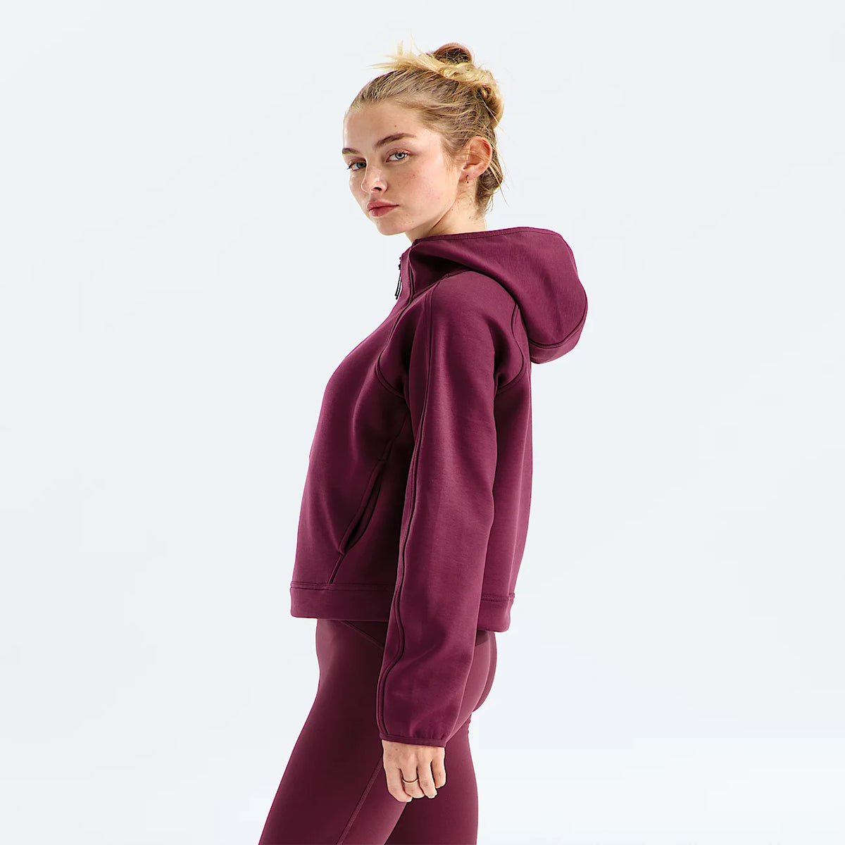 Women's Quarter-Zip Fleece Hoodie - Burgundy