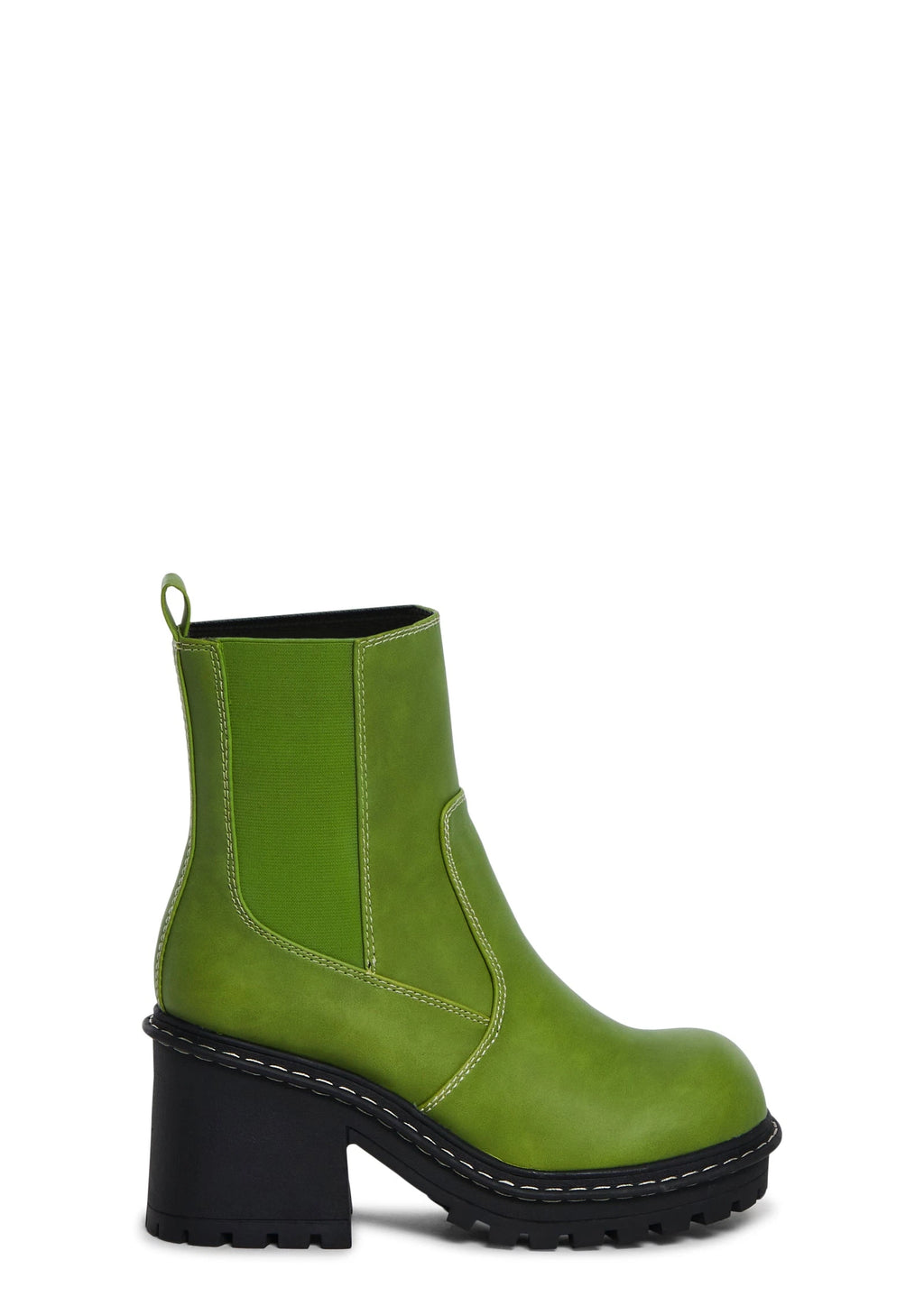 Slip-On Block Heel Ankle Boots - Green