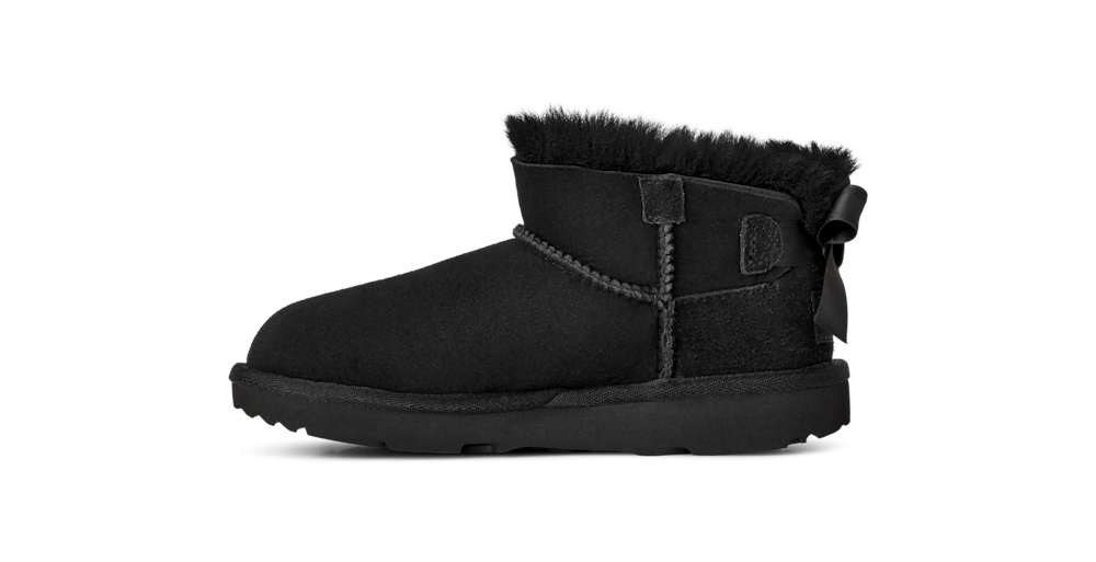 Kids' Short Sheepskin Bow Boot - Burgundy