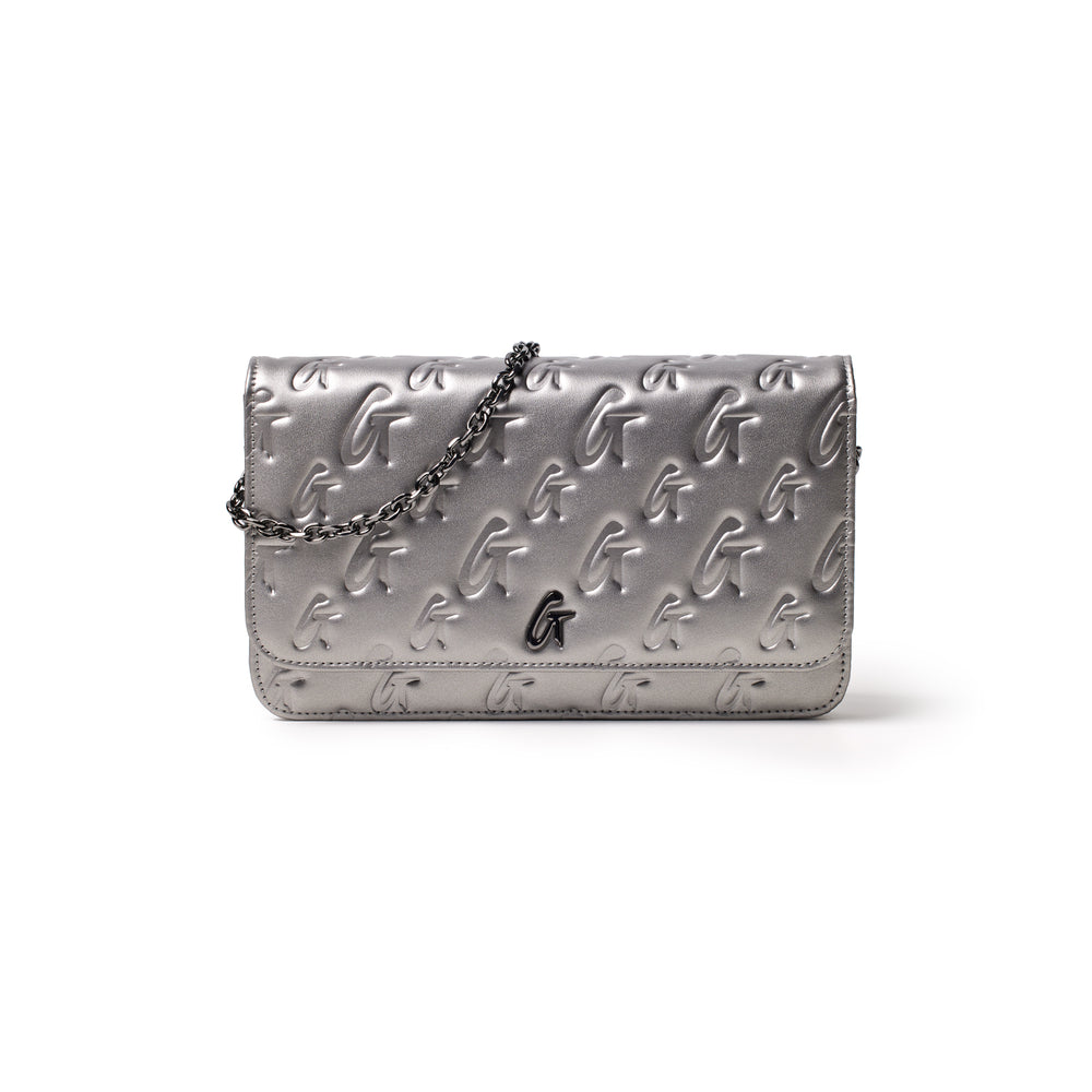 Vegan Leather Wallet On Chain - Platinum
