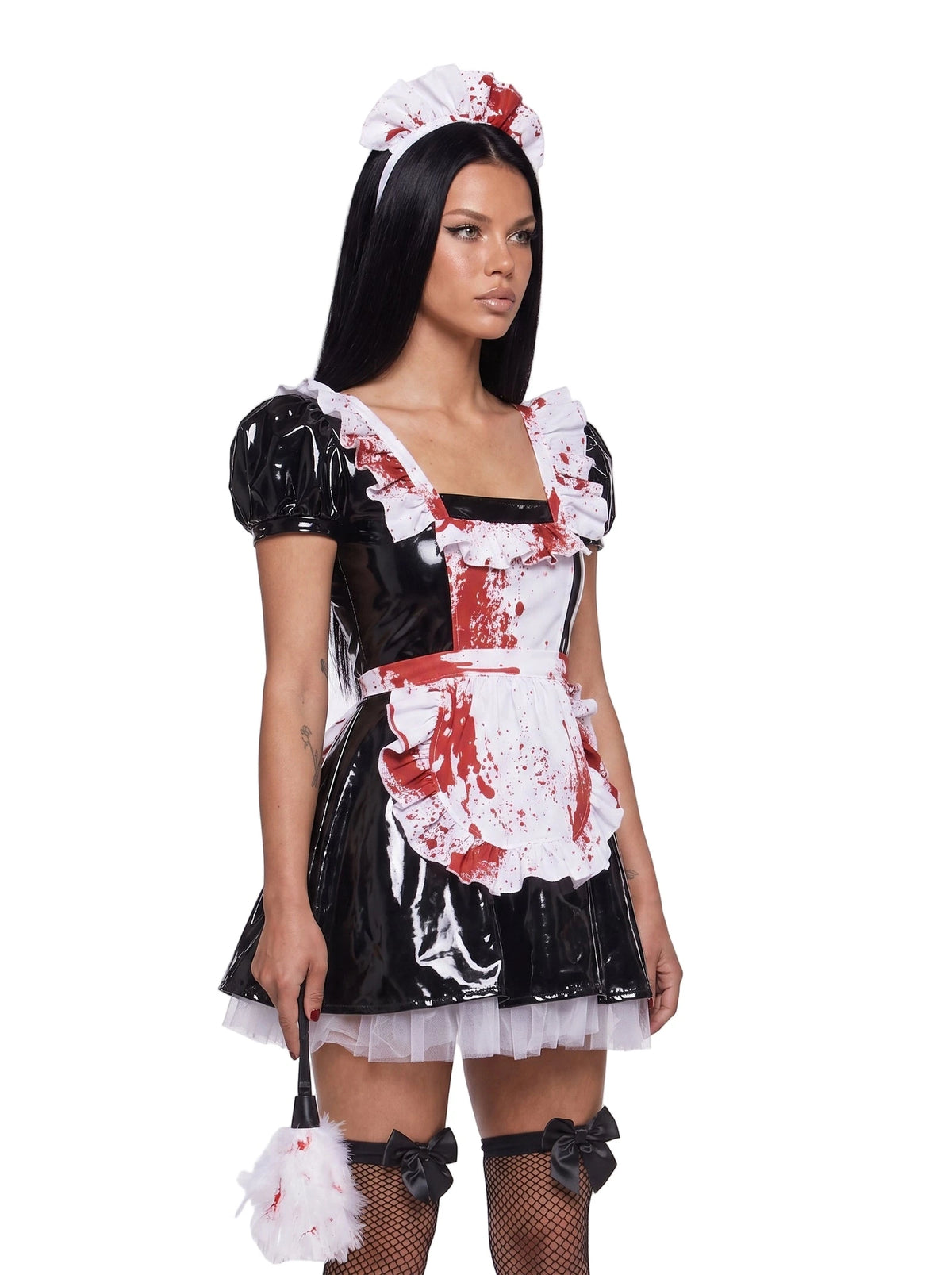 Vinyl Maid Costume Set - Black And White
