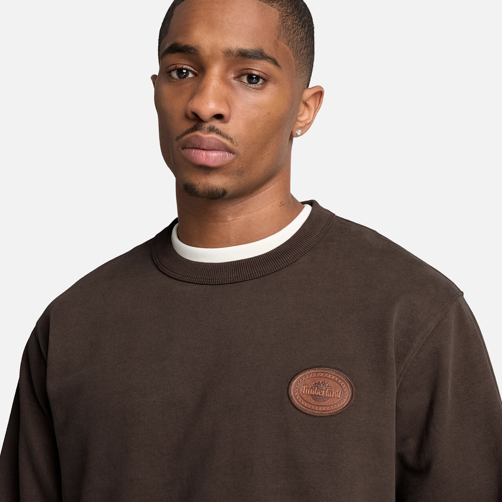 Men's Crewneck Sweatshirt With Leather Patch
