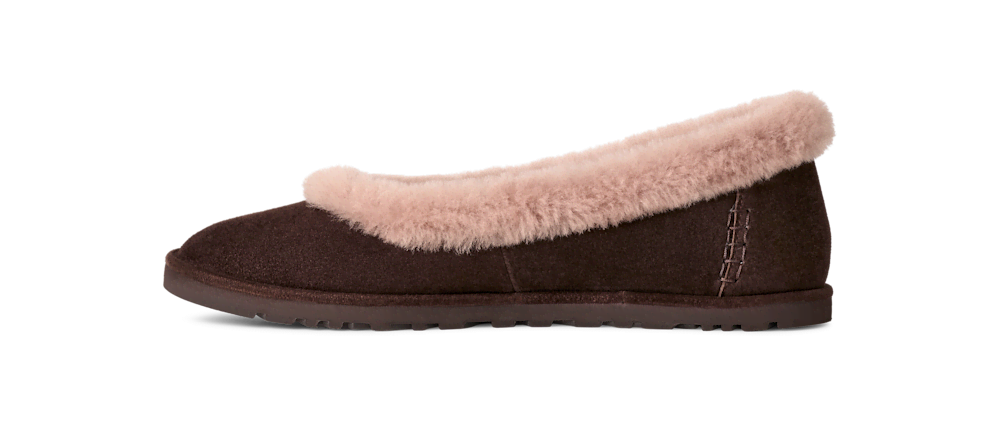 Women's Suede Ballet Flat - Chestnut