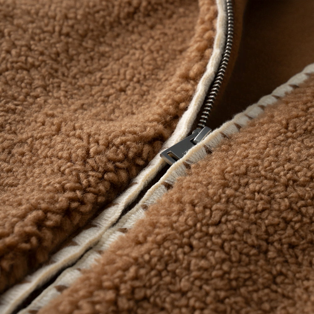 Women's Crochet Trim Plush Fleece Jacket - Cobble