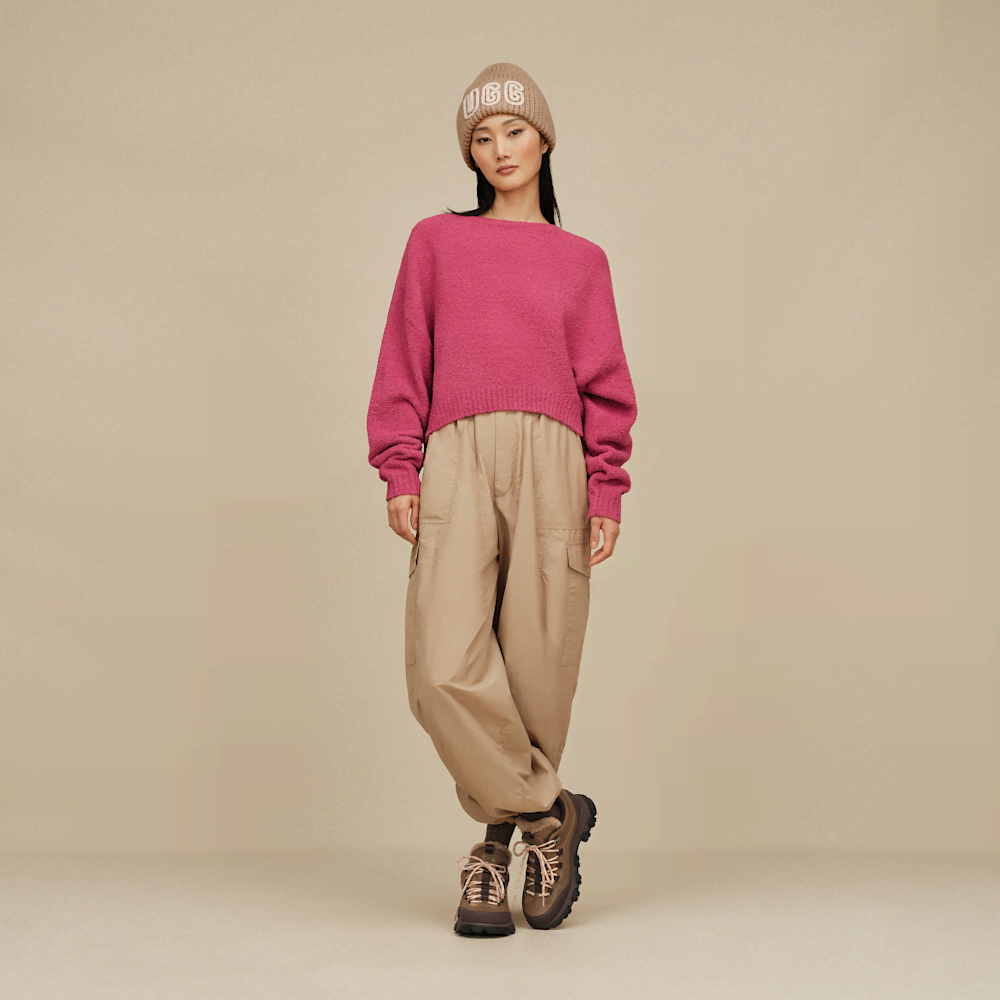 Women's Slouchy Boat Neck Pullover - Green