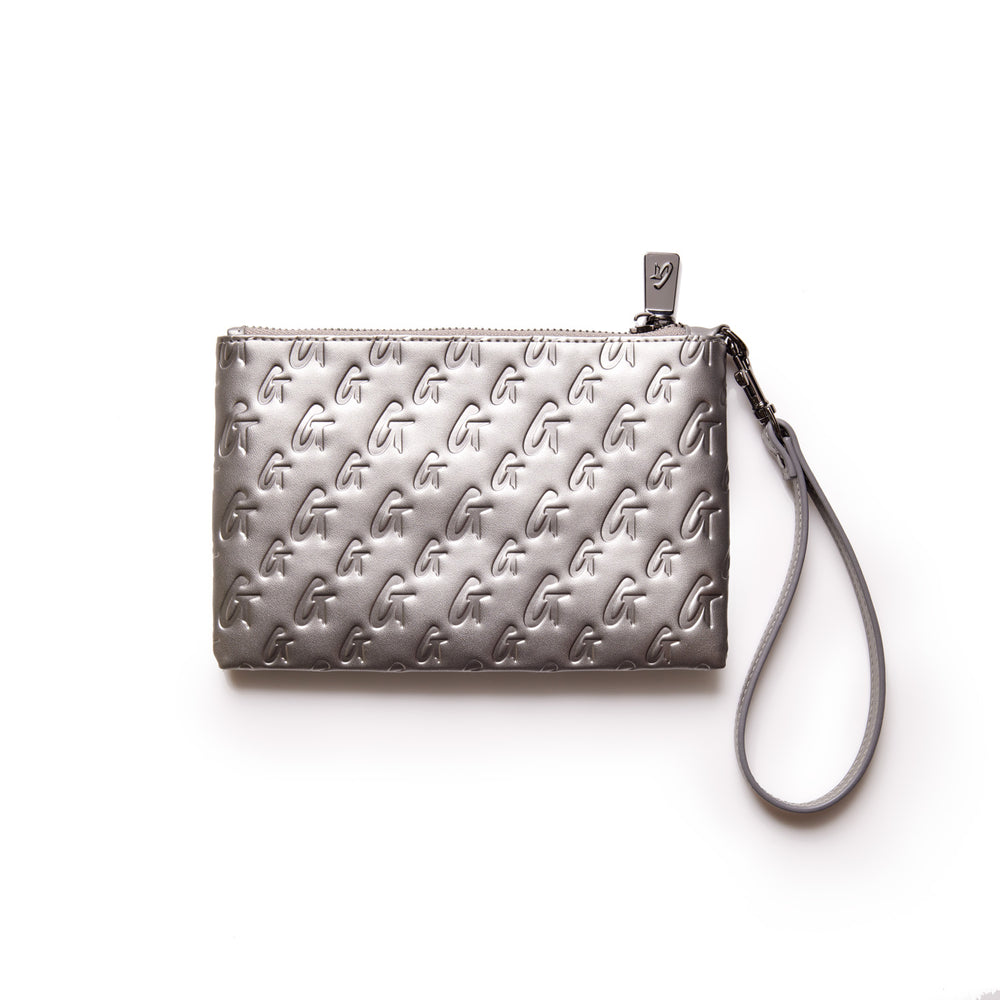 Vegan Leather Wristlet - Platinum