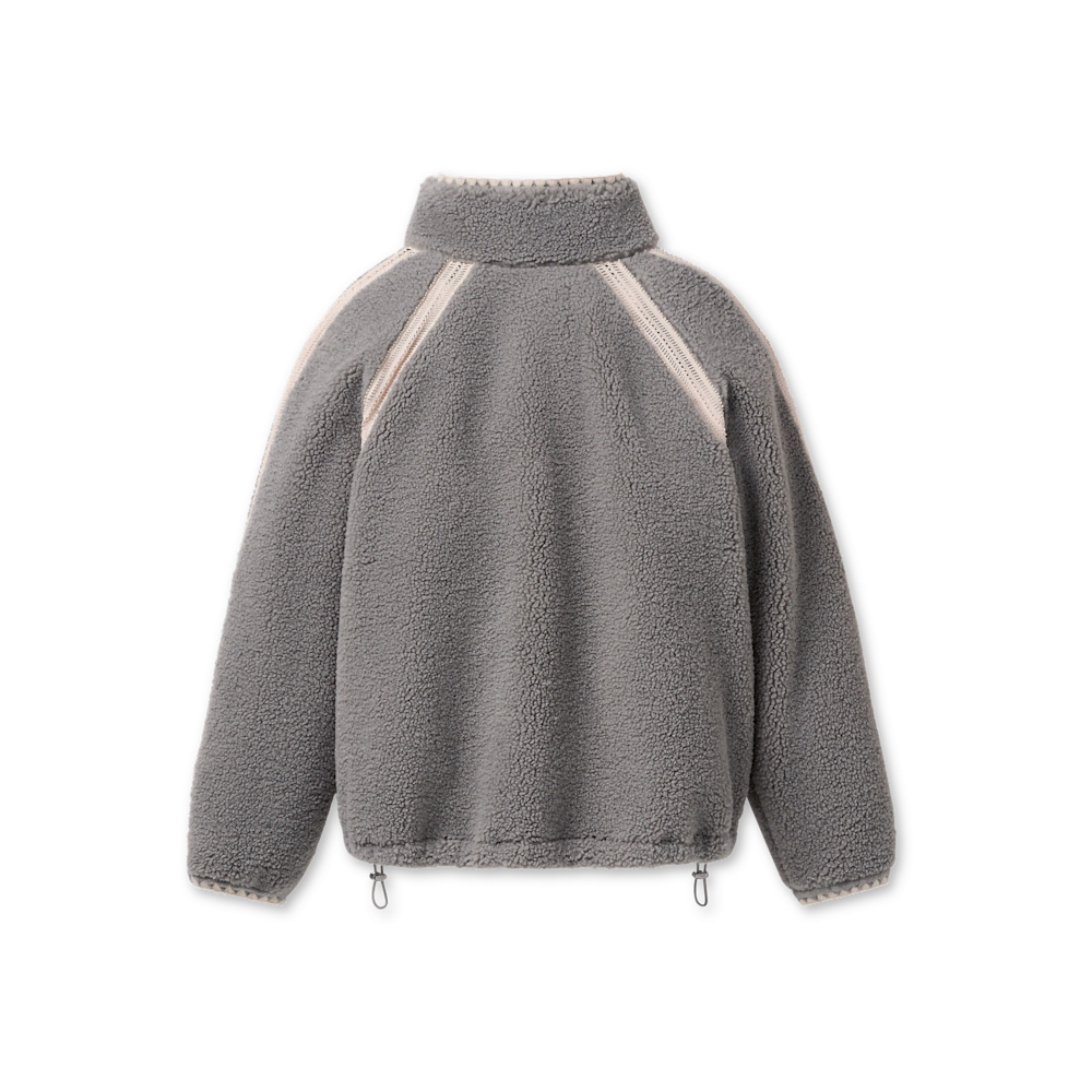 Women's Crochet Trim Plush Fleece Jacket - Cobble