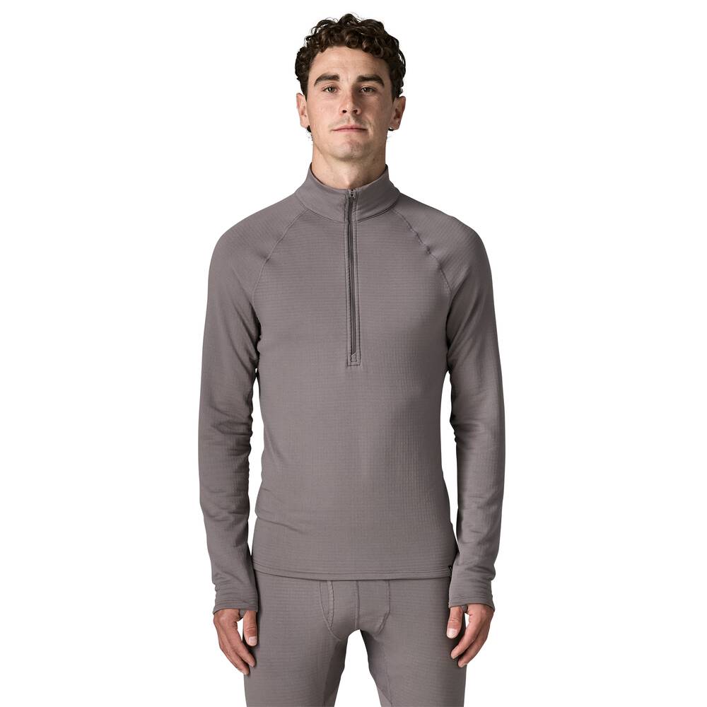 Men's Grid Fleece Zip-Neck Base Layer - Orange