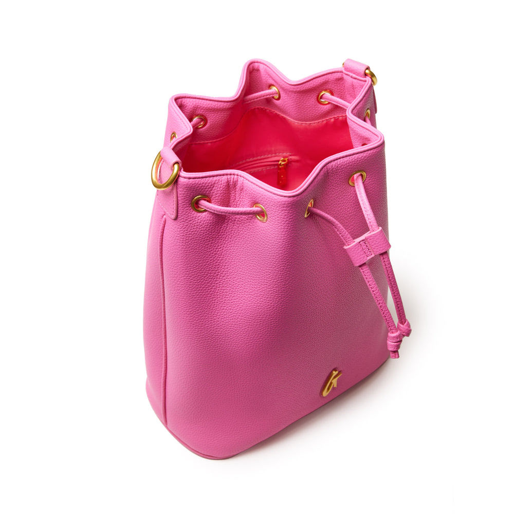 Large Pebbled Bucket Bag - Hot Pink