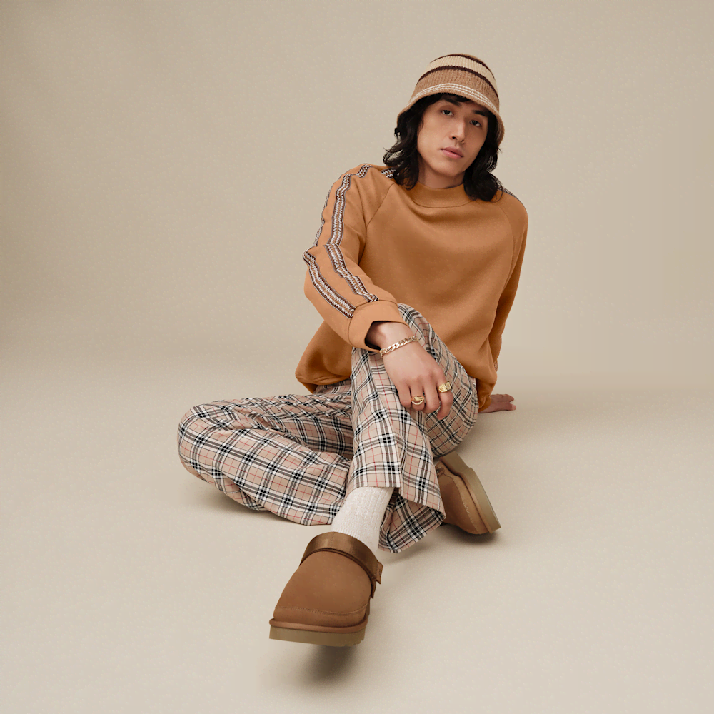 Men's Trimmed Crewneck Sweatshirt - Brown