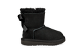 Toddler Bow Sheepskin Mini Boots - Black