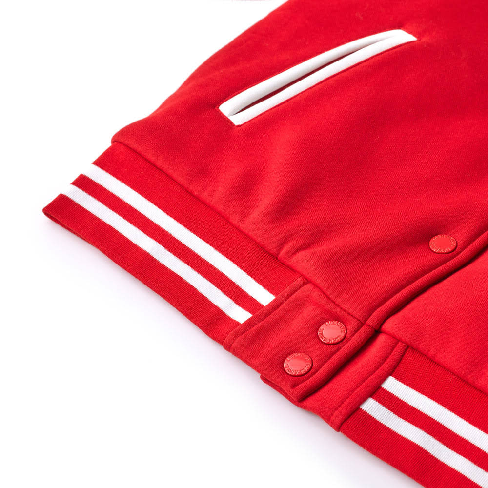 Cotton Blend Varsity Jacket - Red