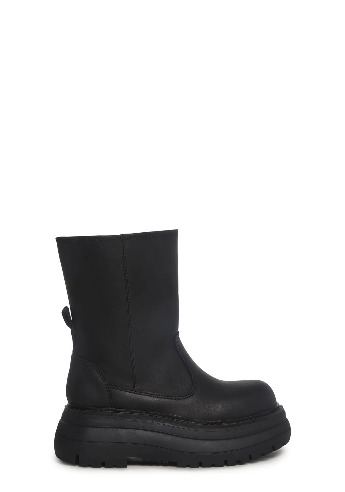 Vegan Leather Platform Boots - Black