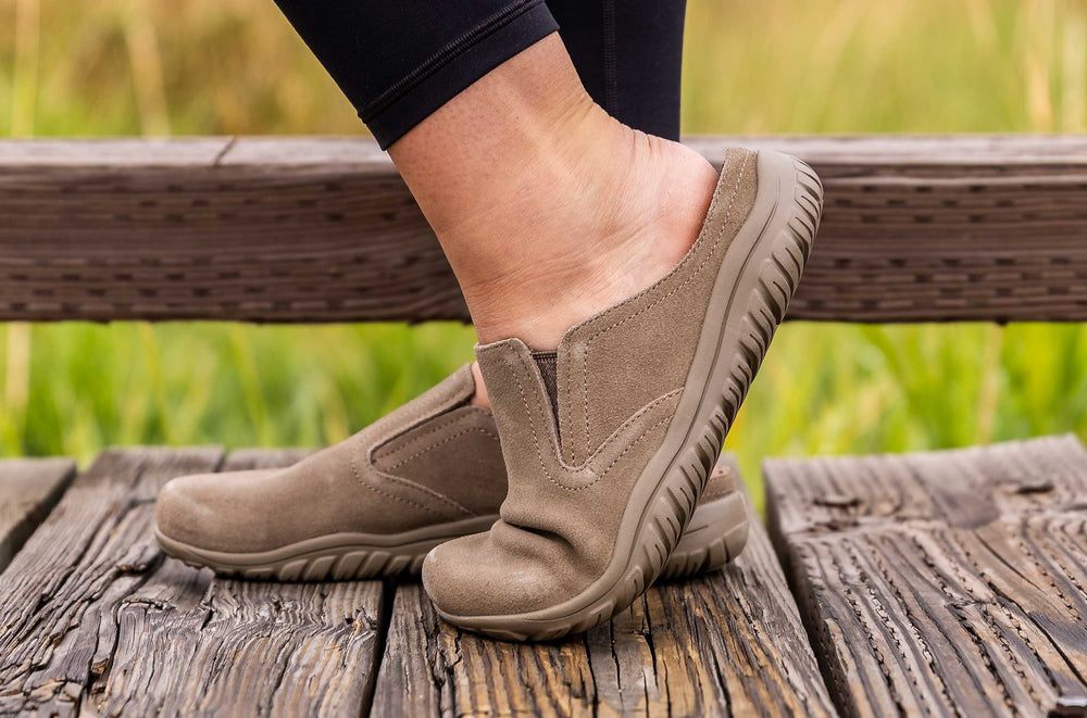Women's Suede Open-Heel Clog - Latte