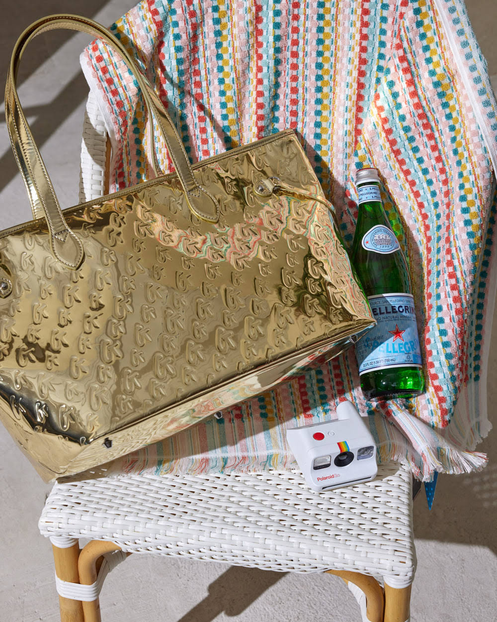 Metallic Vegan Leather Tote - Gold