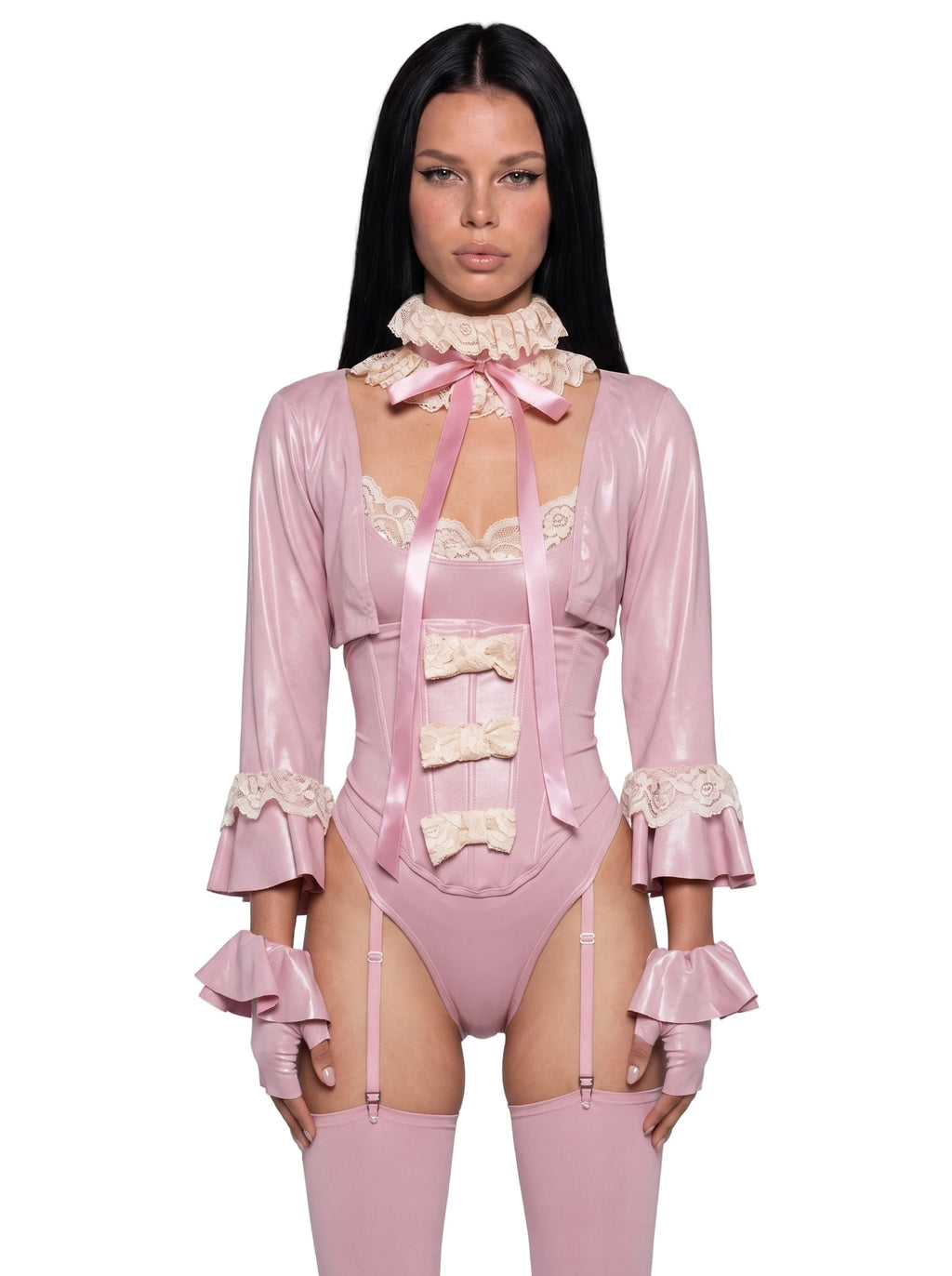 Pink Metallic Bodysuit Costume Set