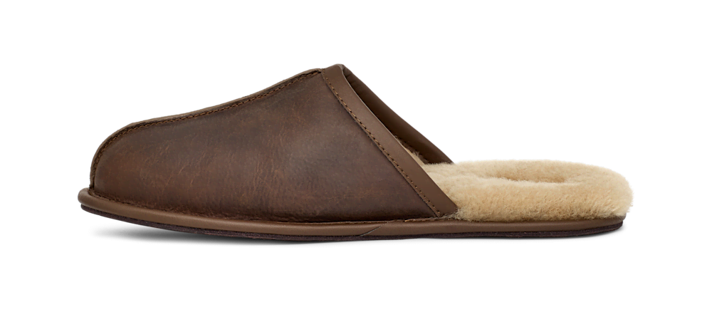 Men's Leather Open-Back Slipper - Black