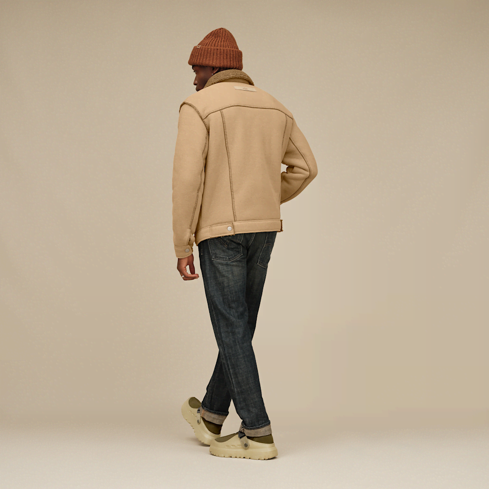 Men's Plush Fleece Trucker Jacket - Sand