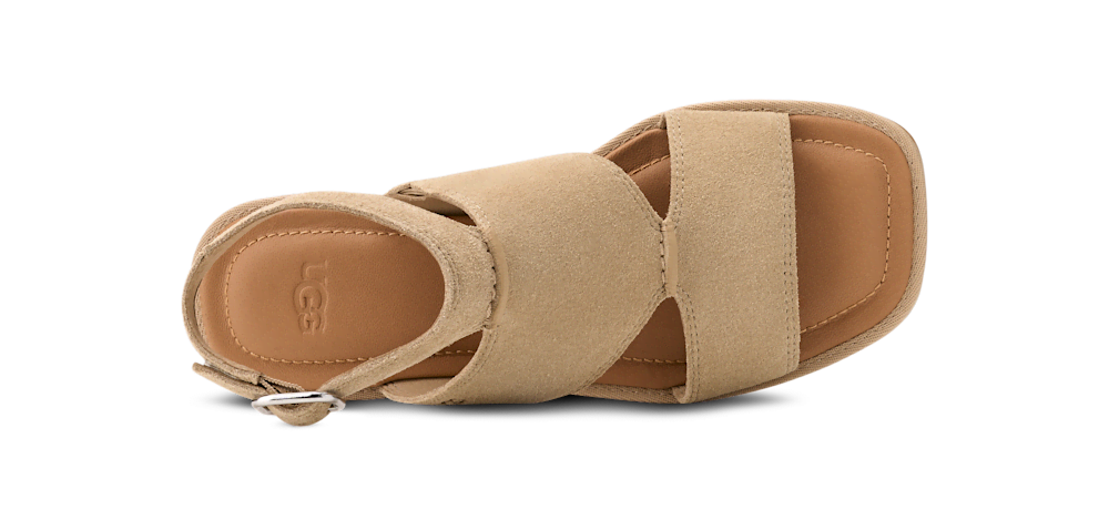 Women's Suede Square-Toe Cutout Sandal - Mustard