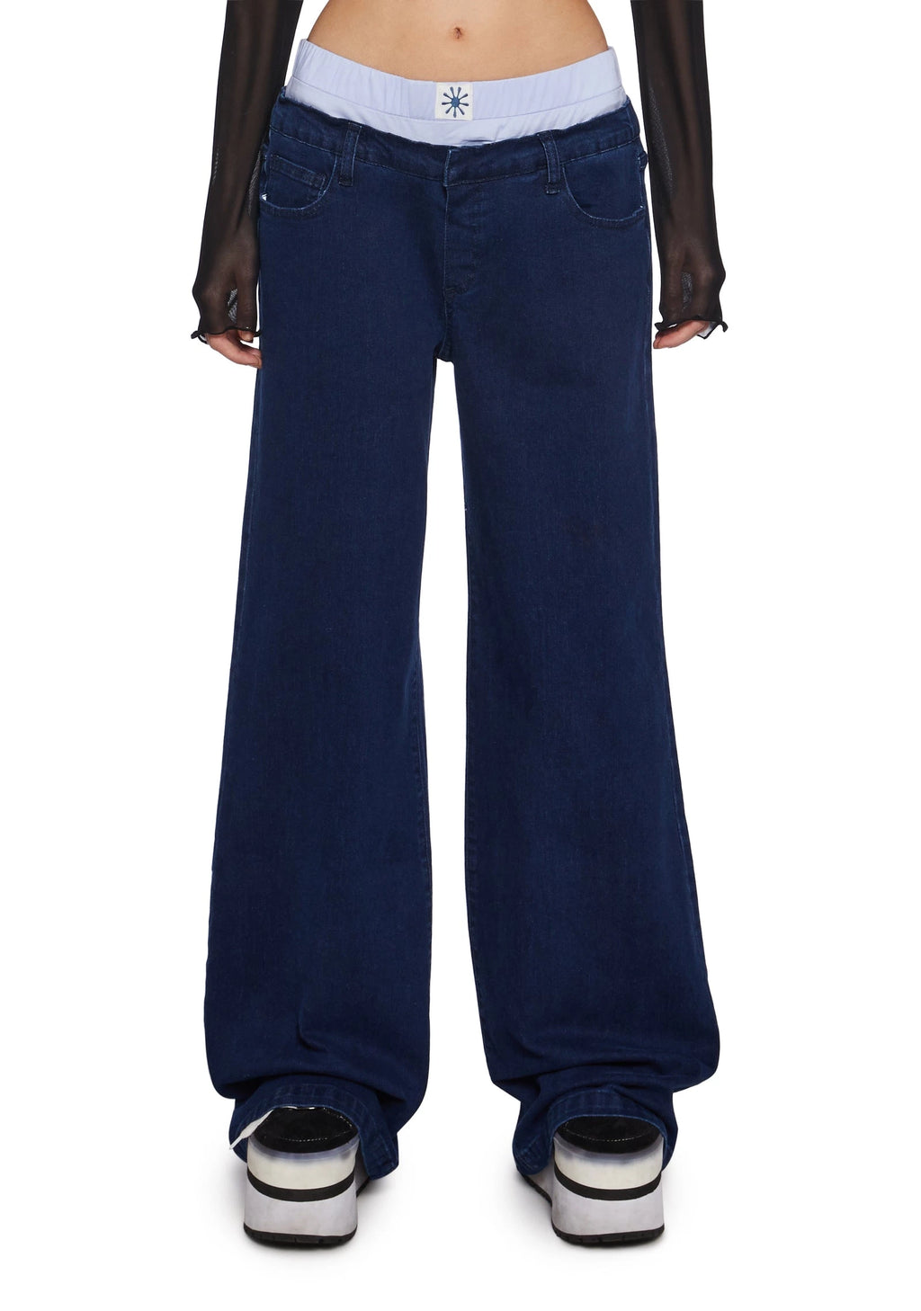 Boxer Waistband Wide Leg Jeans - Blue