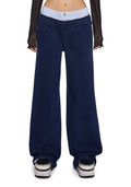 Boxer Waistband Wide Leg Jeans - Blue