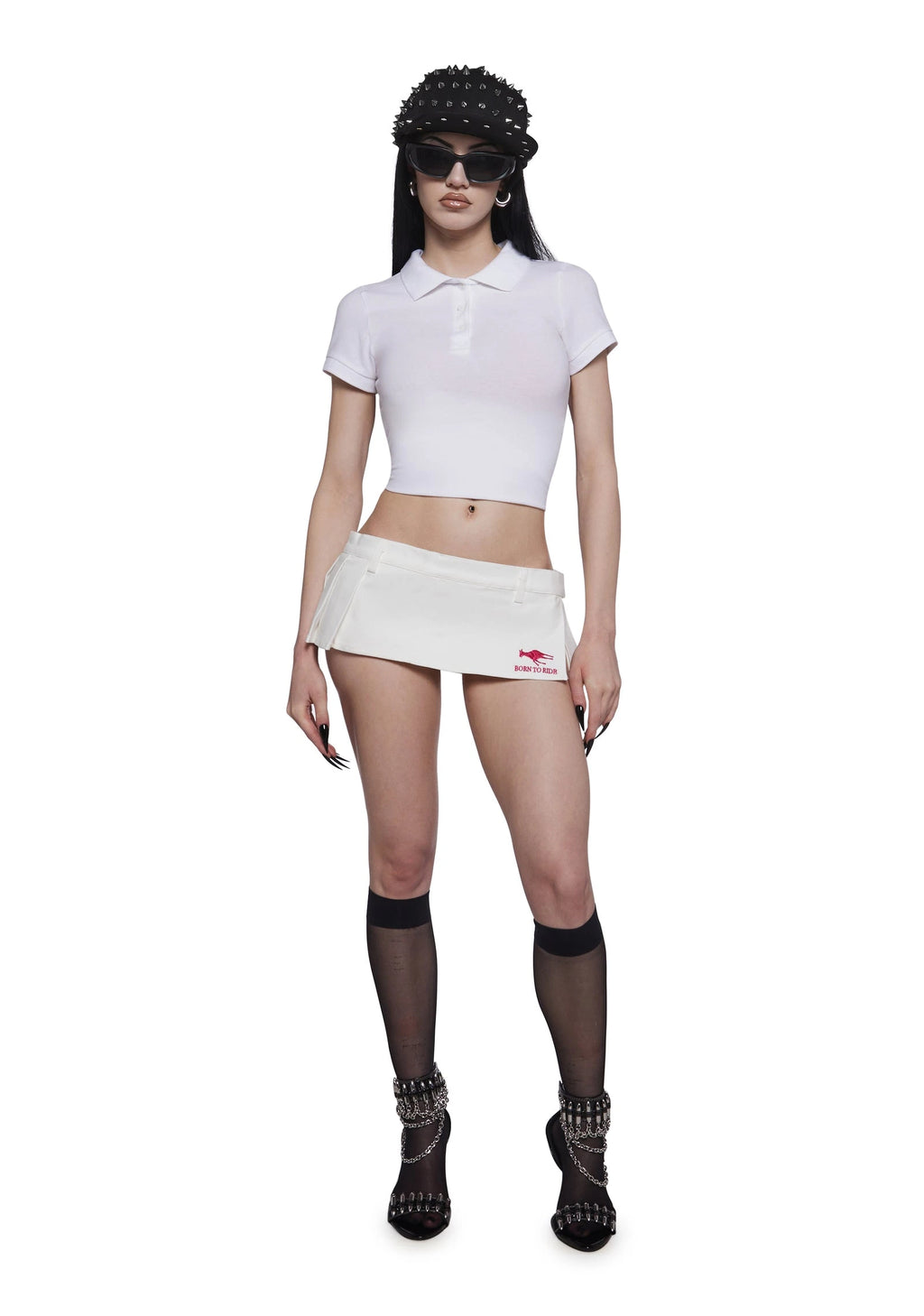 Low-Rise Pleated Ultra Mini Skirt - White