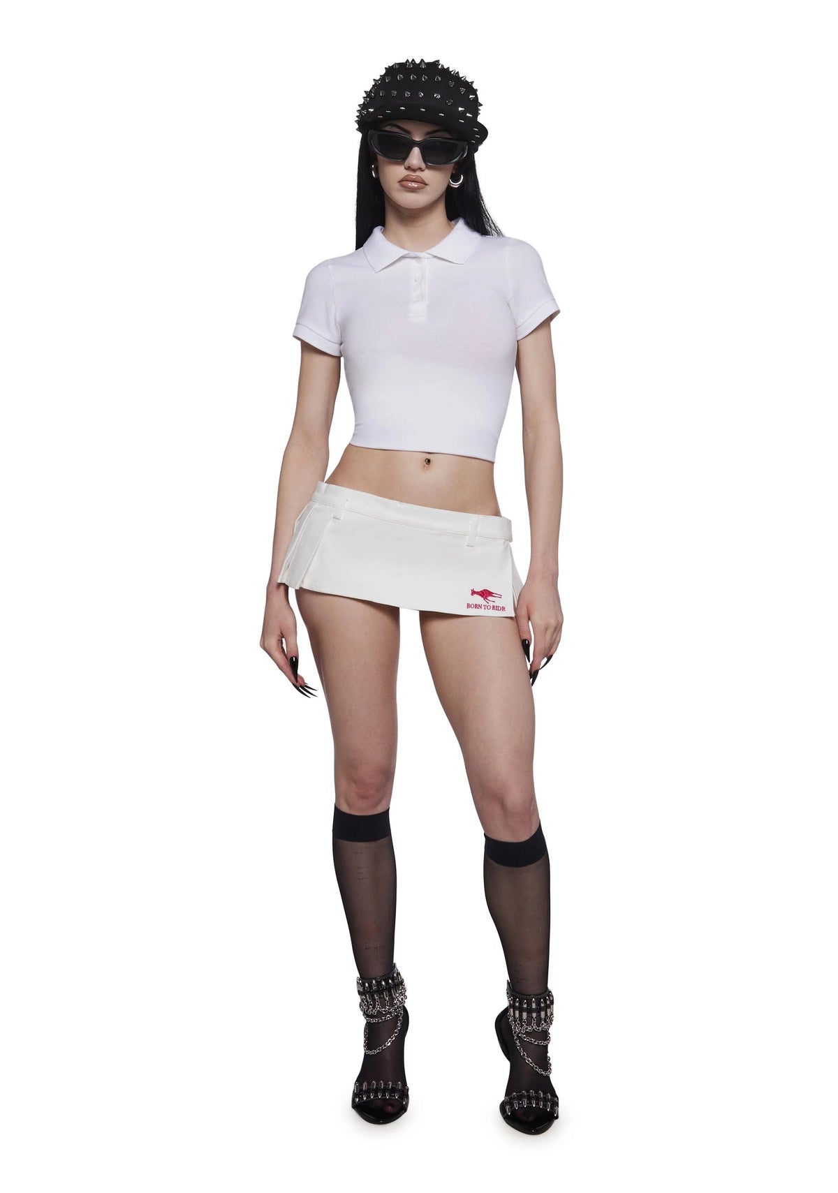 Low-Rise Pleated Ultra Mini Skirt - White
