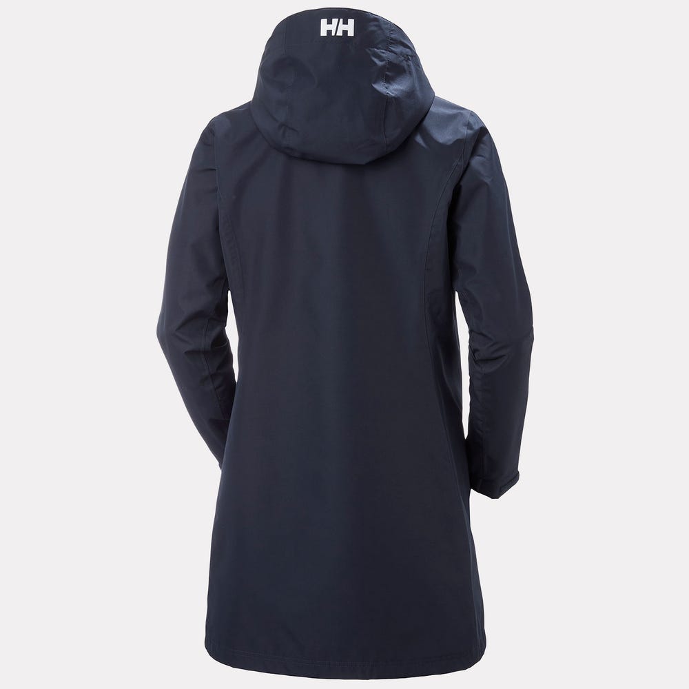 Women's Long Waterproof Rain Jacket - White