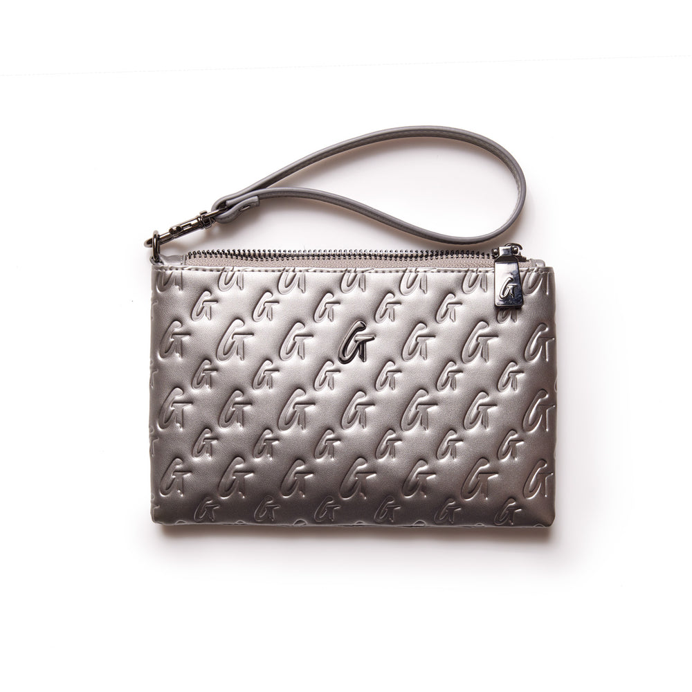 Vegan Leather Wristlet - Platinum