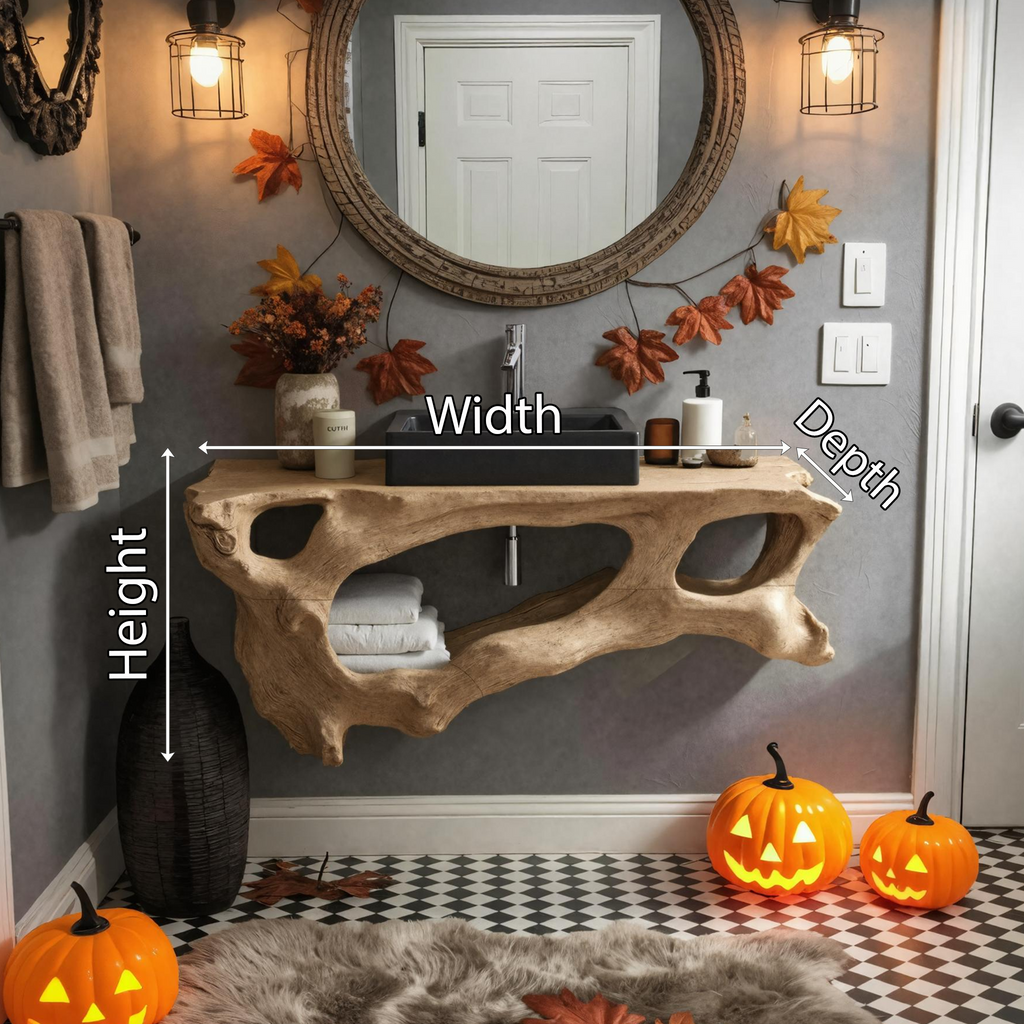 Mid-Century Solid Wood Bathroom Vanity
