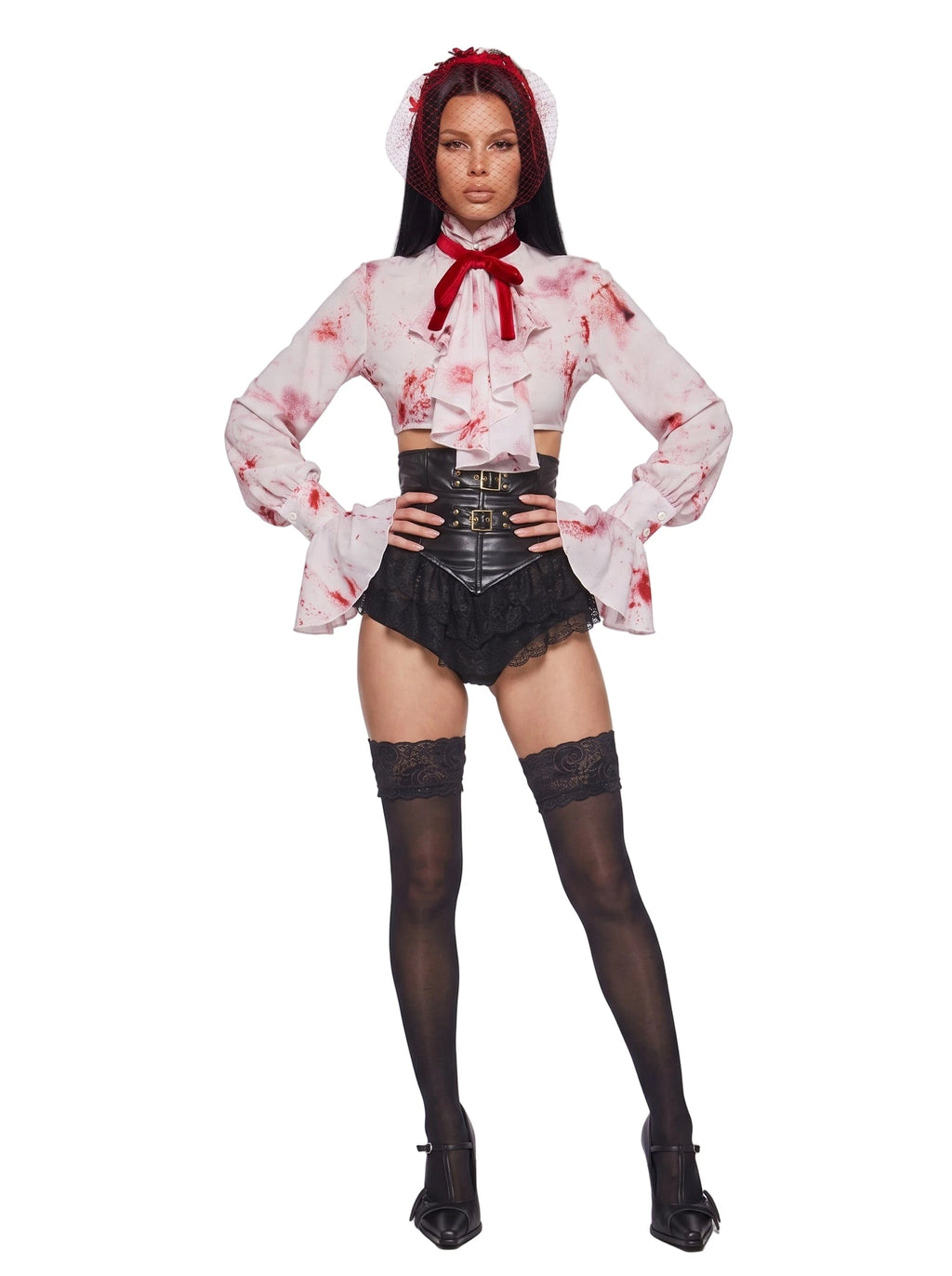 Gothic Vampire Costume Set - Black White